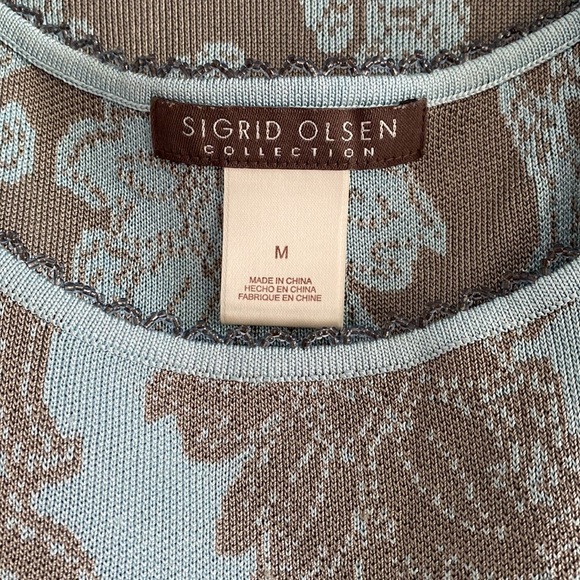 Sigrid Olsen Collection Aqua and Taupe Silk Blend Sweater Set - Size Medium - Picture 5 of 16